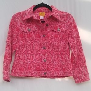 Ruby Rd, Petite Jacket Button down  red and white